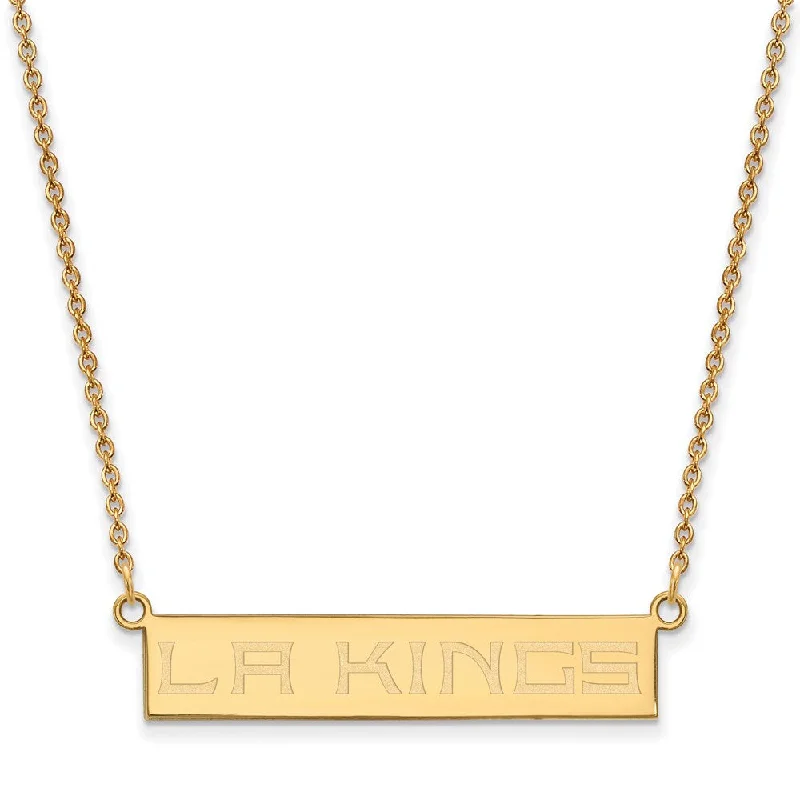 SS 14k Yellow Gold Plated NHL Los Angeles Kings SM Bar Necklace, 18 In