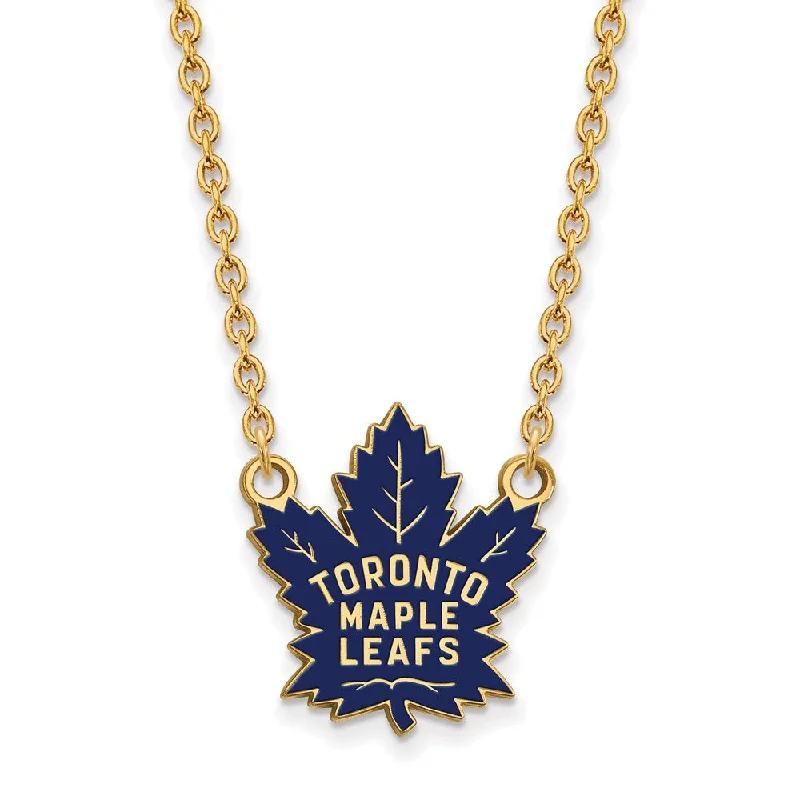 Offset gem necklace-SS 14k Yellow Gold Plated NHL Maple Leafs LG Enamel Necklace, 18 Inch