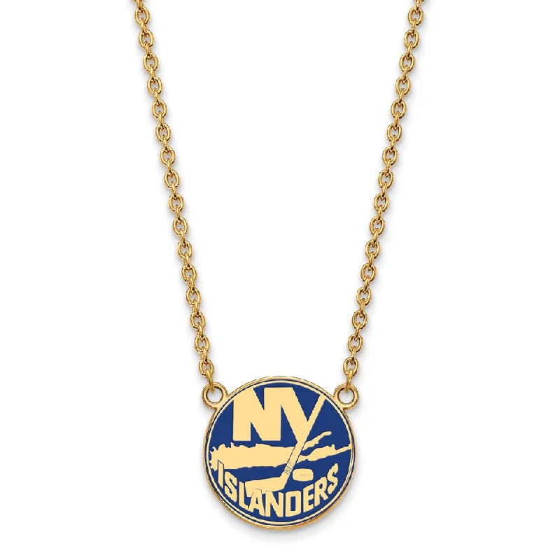 Sunbeam necklace-SS 14k Yellow Gold Plated NHL NY Islanders LG Enamel Necklace, 18 Inch