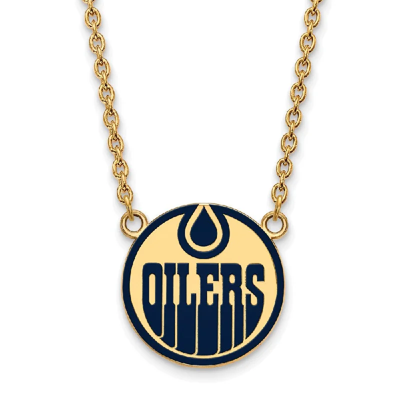 Lush moonstone necklace-SS 14k Yellow Gold Plated NHL Oilers LG Enamel Necklace, 18 Inch