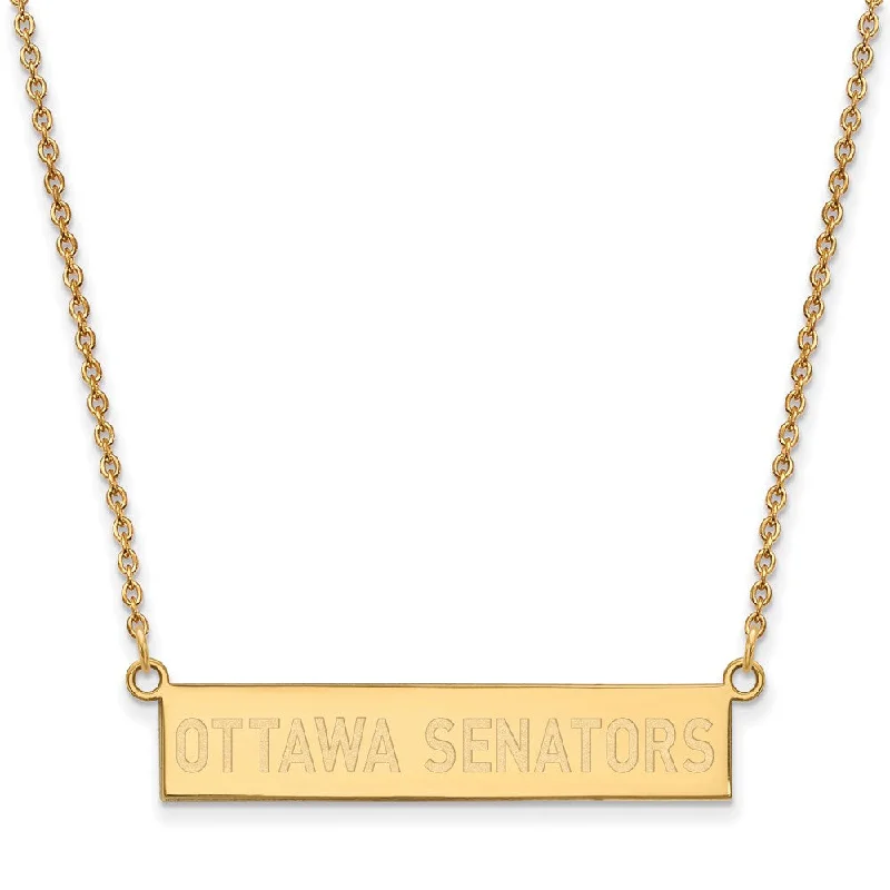 Natural sapphire necklace-SS 14k Yellow Gold Plated NHL Ottawa Senators SM Bar Necklace, 18 Inch