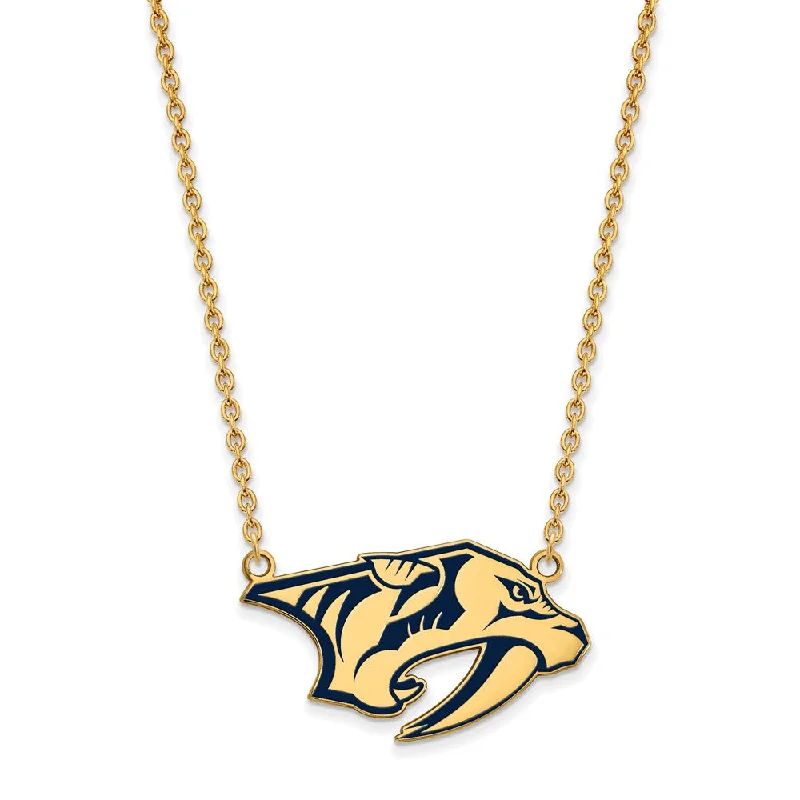 Retro turquoise necklace-SS 14k Yellow Gold Plated NHL Predators LG Enamel Necklace, 18 Inch