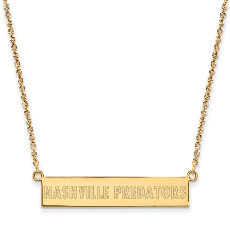 SS 14k Yellow Gold Plated NHL Predators SM Bar Necklace, 18 In