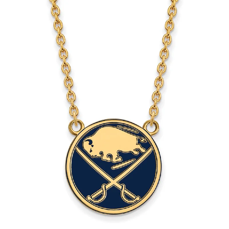 Tall tier necklace-SS 14k Yellow Gold Plated NHL Sabres LG Enamel Necklace, 18 Inch