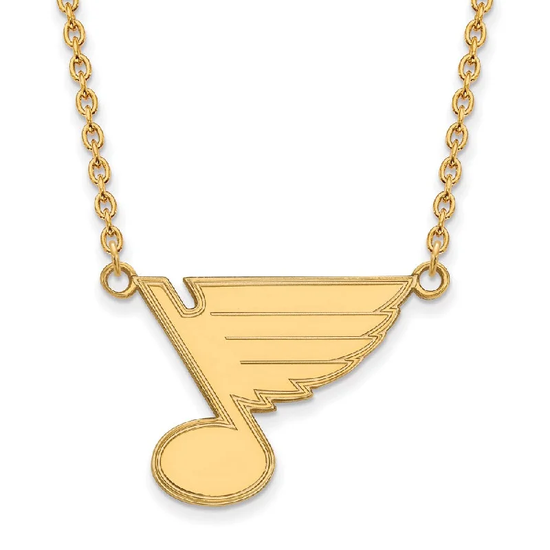 SS 14k Yellow Gold Plated NHL St. Louis Blues Large Necklace, 18 Inch