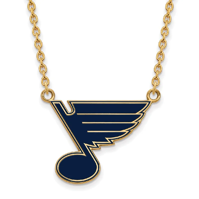 SS 14k Yellow Gold Plated NHL St. Louis Blues LG Enamel Necklace, 18in