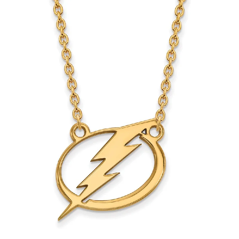 SS 14k Yellow Gold Plated NHL Tampa Bay Lightning LG Necklace, 18 Inch