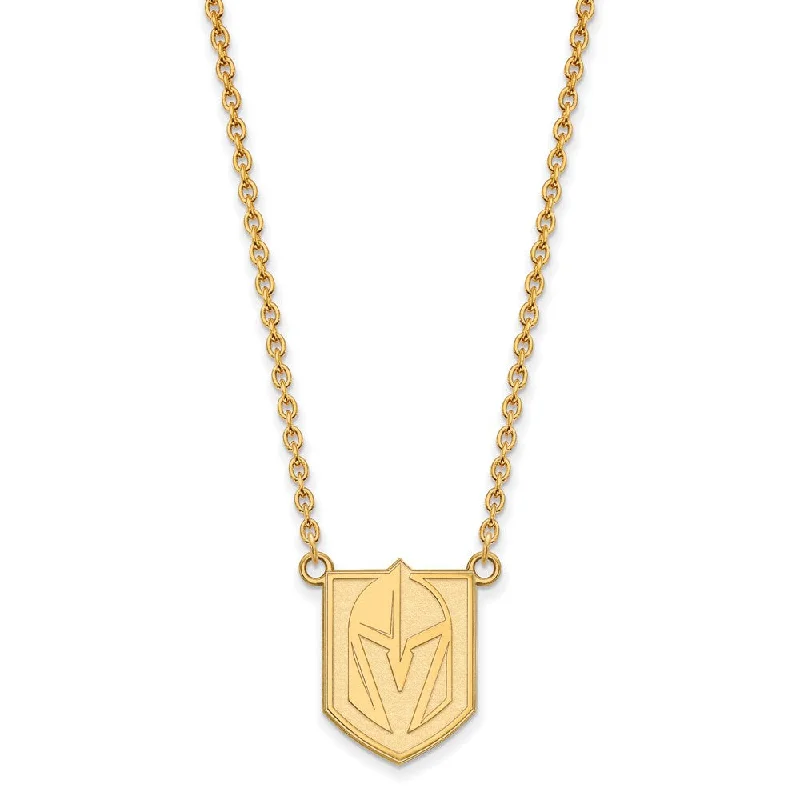 Gritty stone necklace-SS 14k Yellow Gold Plated NHL Vegas Golden Knights LG Necklace, 18 In