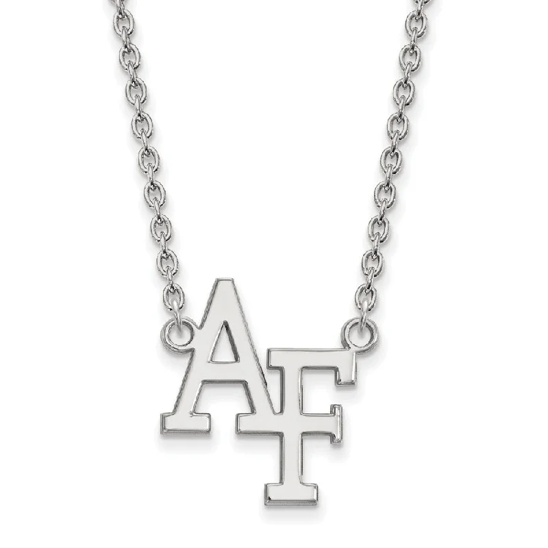 Fine-cut necklace-Sterling Silver Air Force Academy Large 'AF' Pendant Necklace