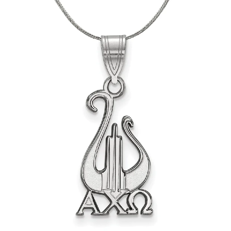 Sterling Silver Alpha Chi Omega Medium Pendant Necklace