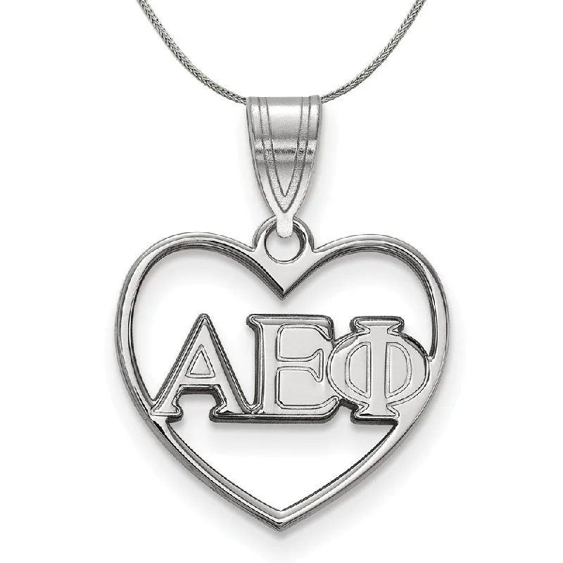 Sterling Silver Alpha Epsilon Phi Heart Greek Necklace