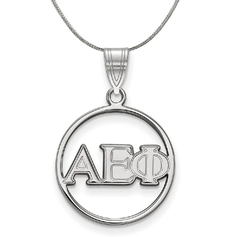 Soft arc necklace-Sterling Silver Alpha Epsilon Phi Small Circle Pendant Greek Necklace