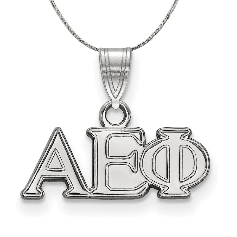 Channeled rim necklace-Sterling Silver Alpha Epsilon Phi Small Greek Necklace