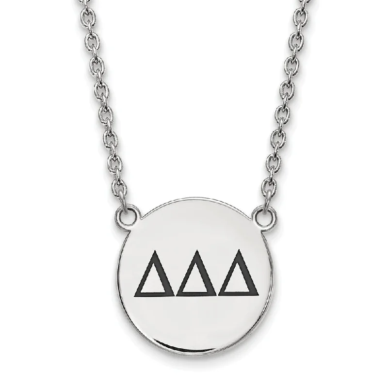 Dimpled necklace-Sterling Silver Delta Delta Delta Large Enamel Greek Letters Necklace