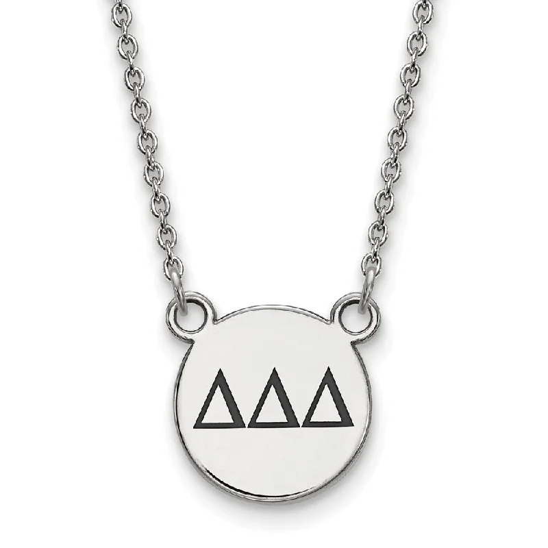 Tide motif necklace-Sterling Silver Delta Delta Delta Small Enamel Greek Letters Necklace