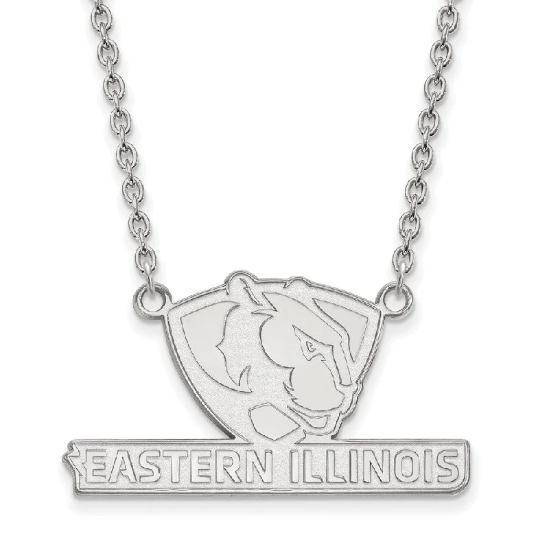 Sterling Silver Eastern Illinois U Large Logo Pendant Necklace