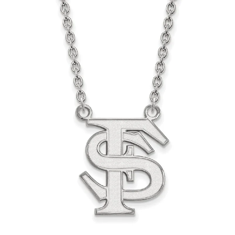 Sterling Silver Florida State Large 'FS' Pendant Necklace