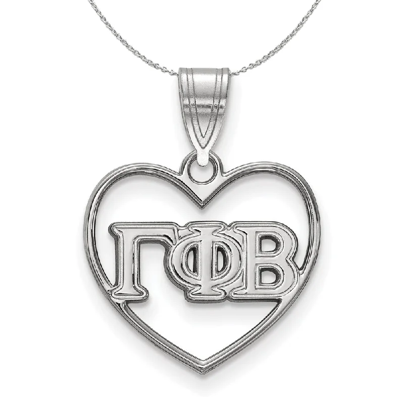 Sterling Silver Gamma Phi Beta Heart Greek Necklace