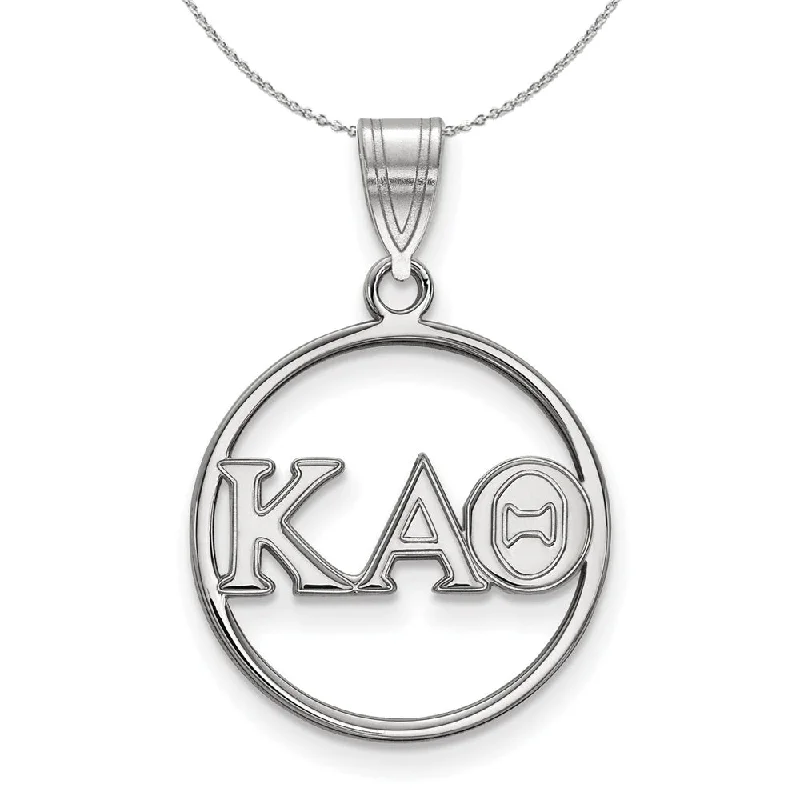 Woven knot necklace-Sterling Silver Kappa Alpha Theta Medium Circle Pendant Greek Necklace