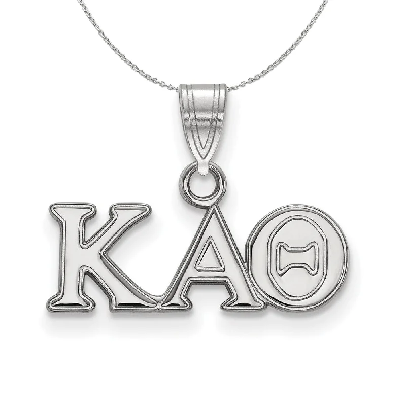 Retro apatite necklace-Sterling Silver Kappa Alpha Theta Small Pendant Greek Necklace