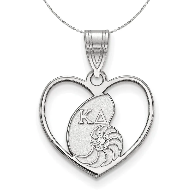 Sterling Silver Kappa Delta Heart Pendant Necklace