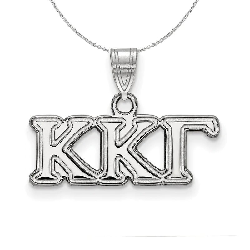 Droplet gem necklace-Sterling Silver Kappa Kappa Gamma Small Greek Necklace