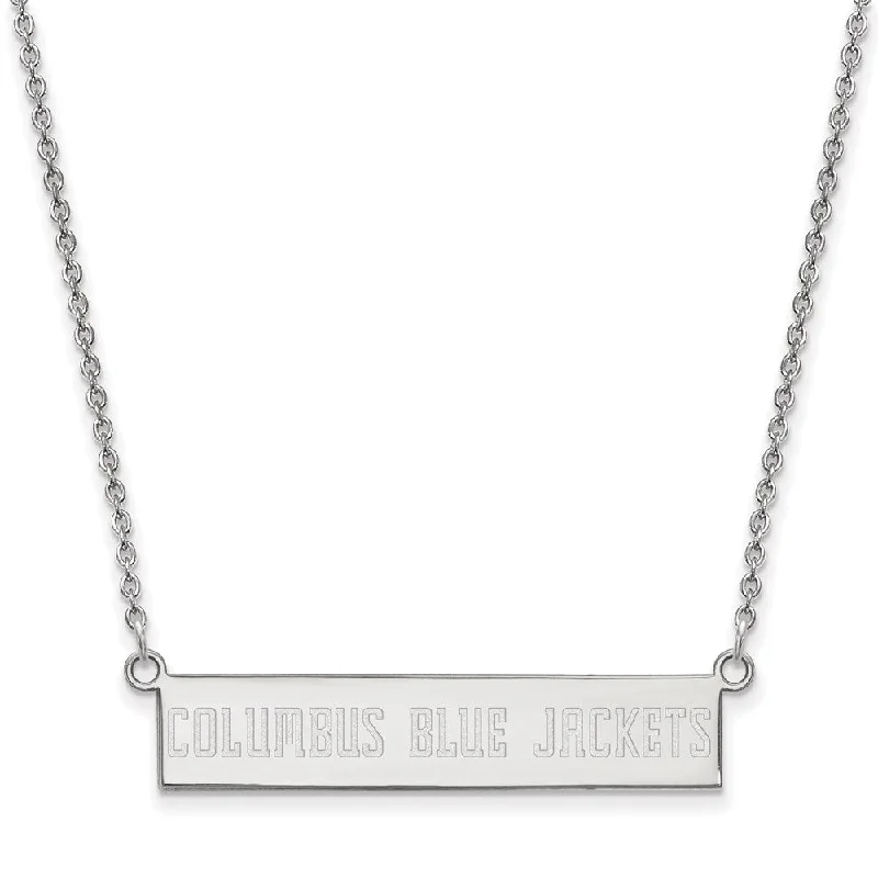 Sterling Silver NHL Blue Jackets SM Bar Necklace, 18 In