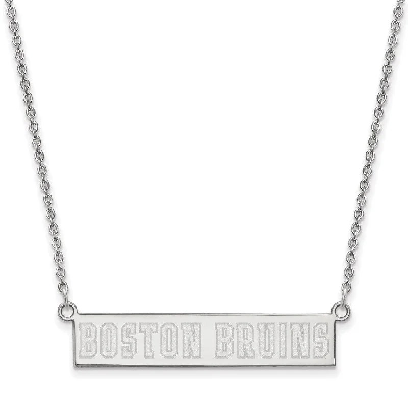 Slim diamond necklace-Sterling Silver NHL Boston Bruins SM Bar Necklace, 18 In