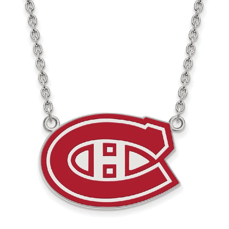 Satin shale necklace-Sterling Silver NHL Canadiens LG Enamel Necklace, 18 Inch