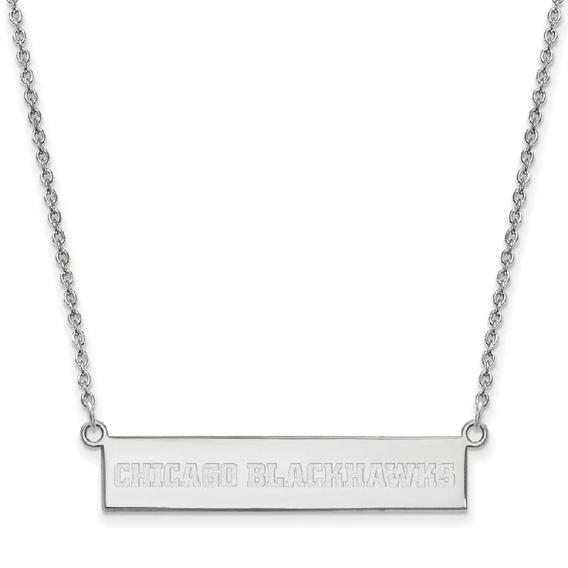 Sterling Silver NHL Chicago Blackhawks SM Bar Necklace, 18in