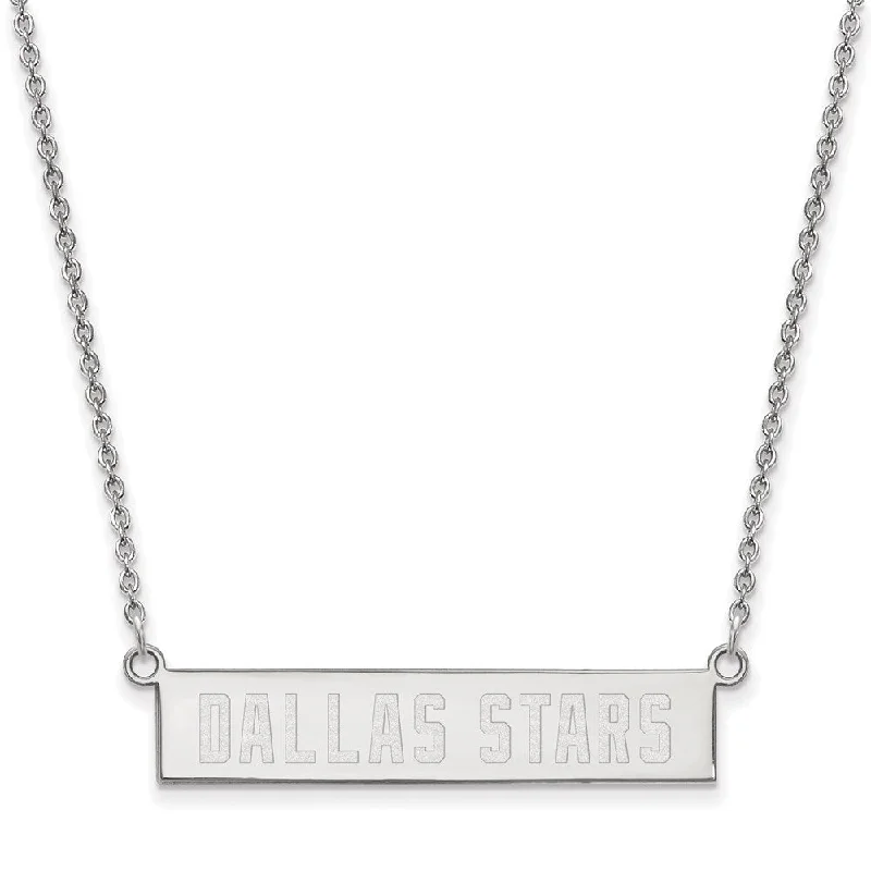 Dimpled necklace-Sterling Silver NHL Dallas Stars Small Bar Necklace, 18 In