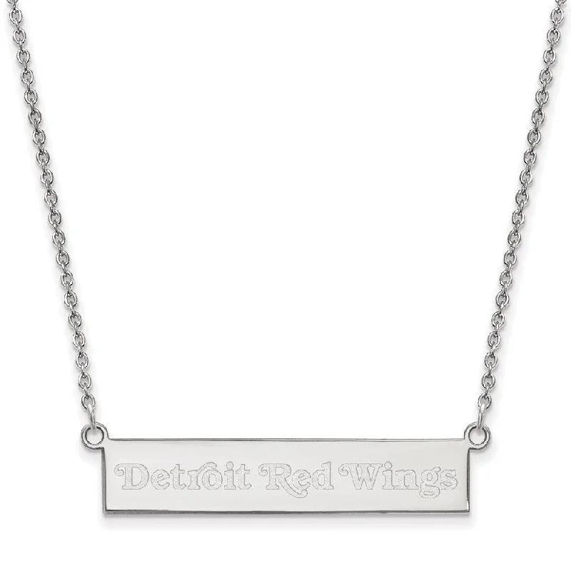 Sterling Silver NHL Detroit Red Wings Small Bar Necklace, 18 In