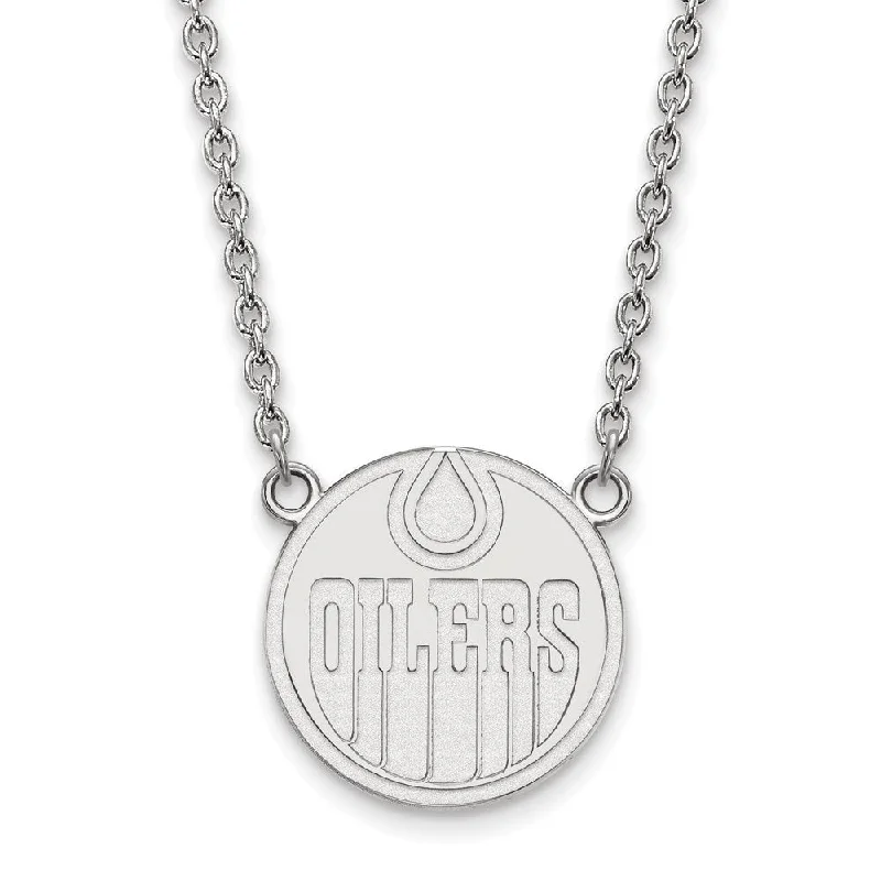 Sterling Silver NHL Edmonton Oilers Large Necklace, 18 Inch