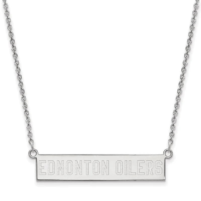 Sterling Silver NHL Edmonton Oilers Small Bar Necklace, 18 In