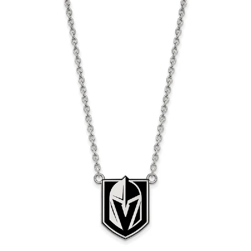 Sterling Silver NHL Golden Knights LG Epoxy Necklace, 18 In