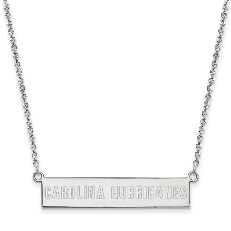 Matte titanium necklace-Sterling Silver NHL Hurricanes Small Bar Necklace, 18 In