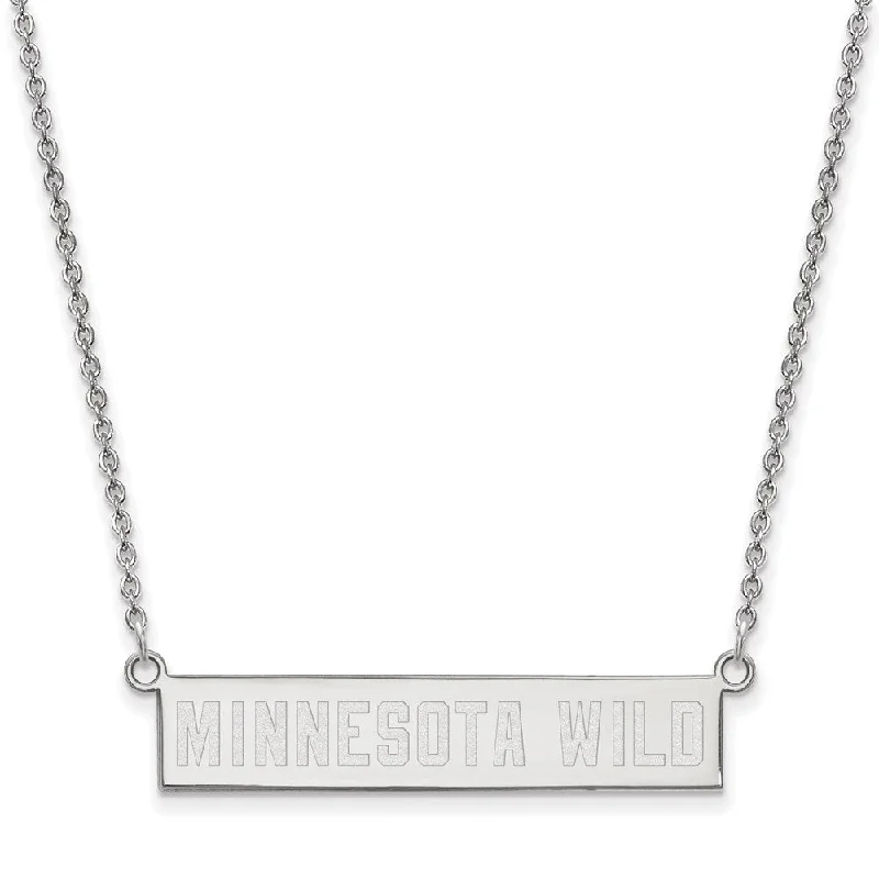 Sterling Silver NHL Minnesota Wild Small Bar Necklace, 18 In