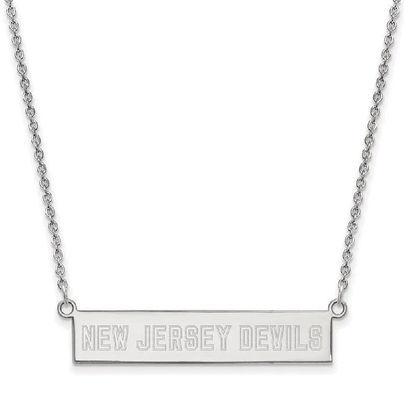 Hovering gem necklace-Sterling Silver NHL New Jersey Devils SM Bar Necklace, 18 In