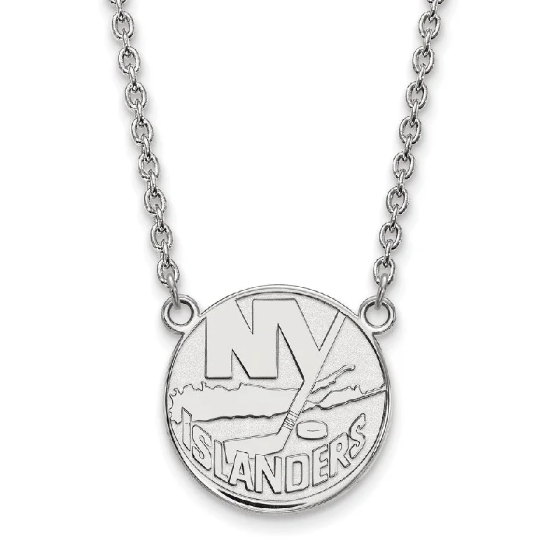 Sterling Silver NHL New York Islanders Large Necklace, 18 In