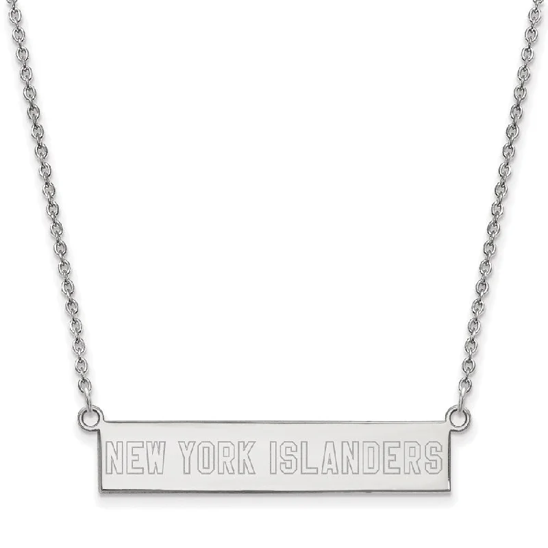 Edge-bezel necklace-Sterling Silver NHL New York Islanders Small Bar Necklace, 18in