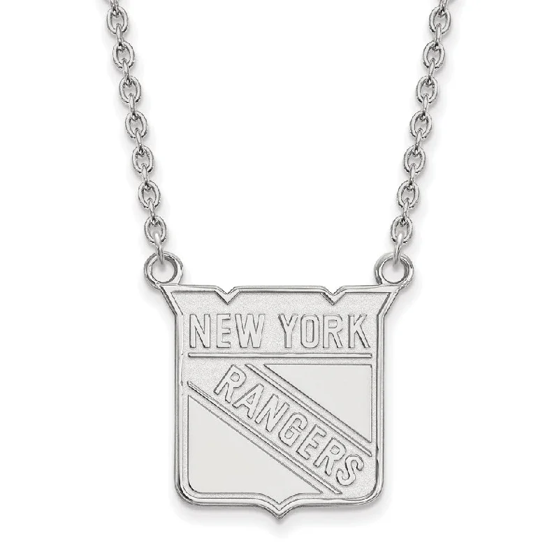 Sterling Silver NHL New York Rangers Large Necklace, 18 Inch