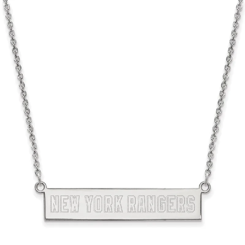 Sterling Silver NHL New York Rangers Small Bar Necklace, 18 In