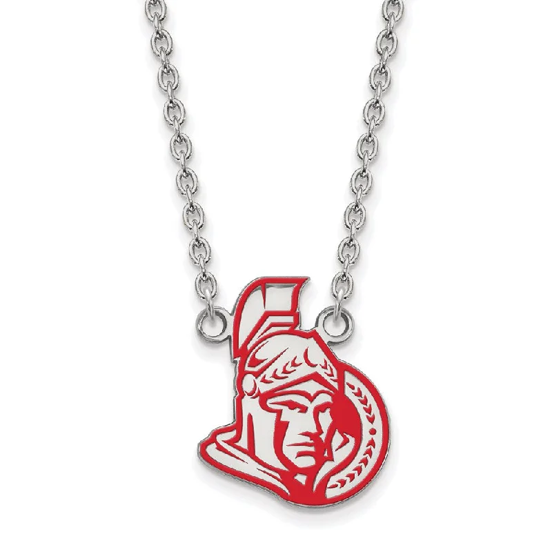 Sterling Silver NHL Ottawa Senators Large Enamel Necklace, 18in