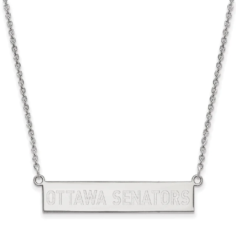 Retro citrine necklace-Sterling Silver NHL Ottawa Senators Small Bar Necklace, 18 In