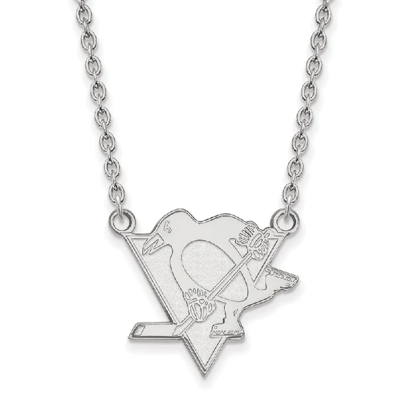 Bright stone necklace-Sterling Silver NHL Pittsburgh Penguins Large Necklace, 18 Inch