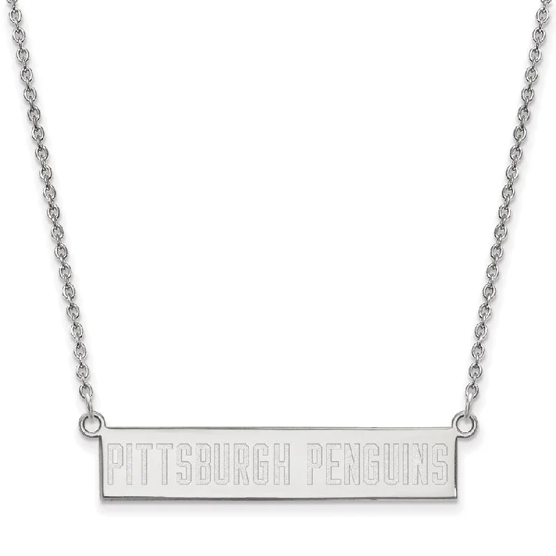 Slack twist necklace-Sterling Silver NHL Pittsburgh Penguins Small Bar Necklace, 18in