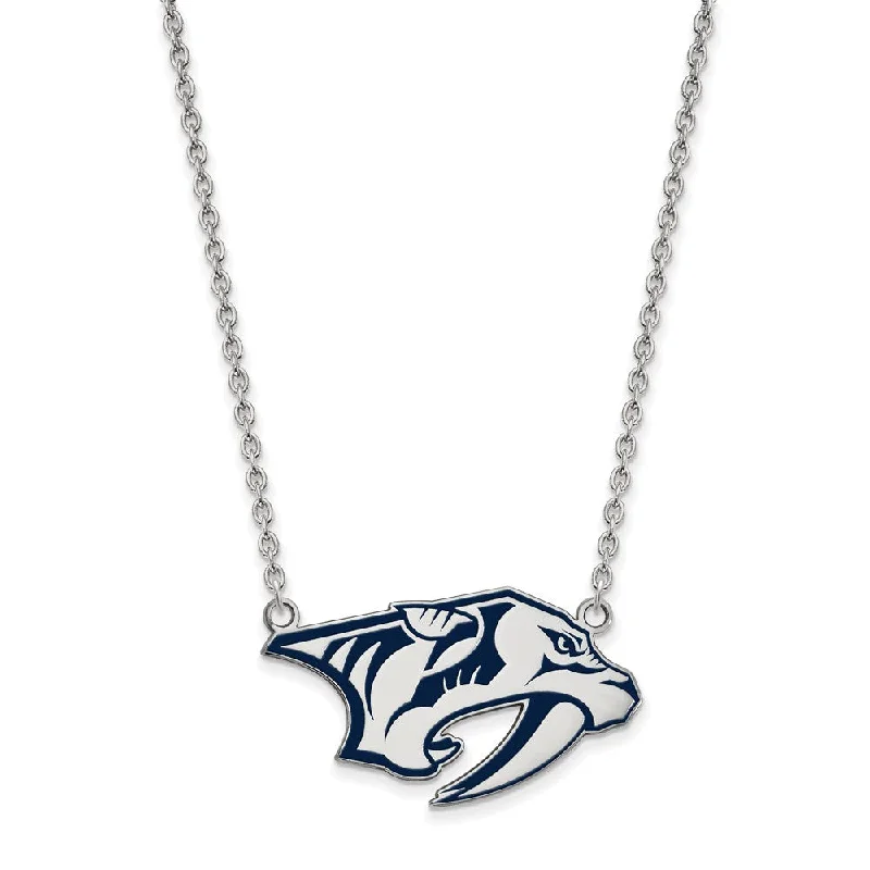 Sparkling drop necklace-Sterling Silver NHL Predators Large Enamel Necklace, 18 Inch