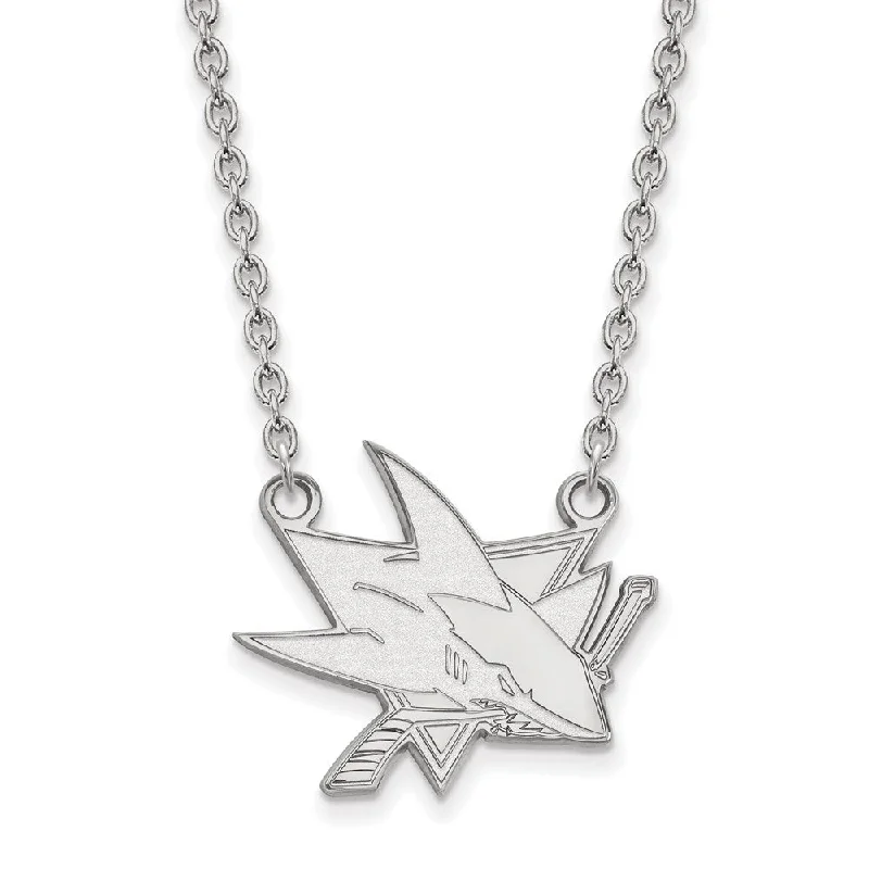 Parted-link necklace-Sterling Silver NHL San Jose Sharks Large Necklace, 18 Inch