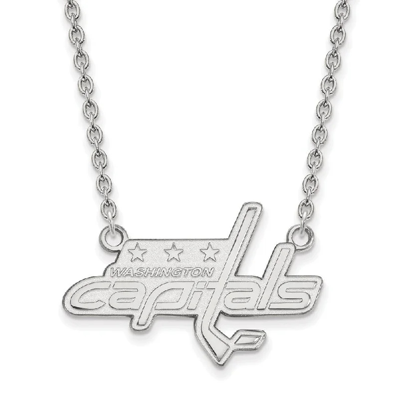 Sterling Silver NHL Washington Capitals LG Necklace, 18 Inch