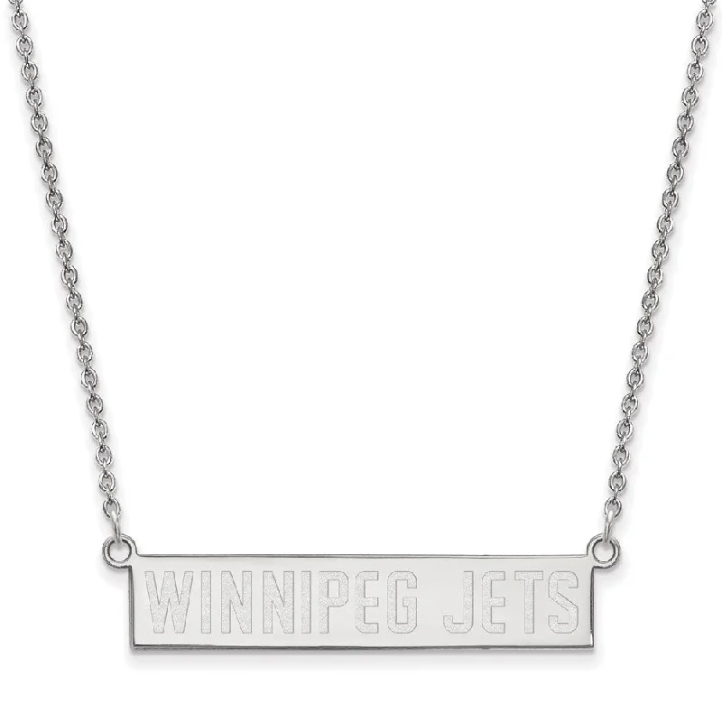 Cosmic burst necklace-Sterling Silver NHL Winnipeg Jets Small Bar Necklace, 18 In